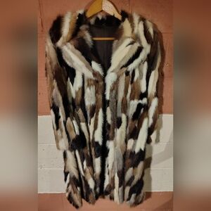 Luxurious Custom Made Multicolor Mink Fur Coat Size M